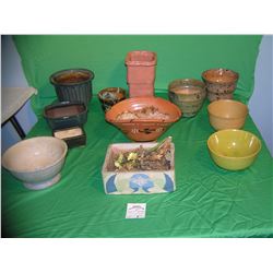 Collection of art pottery planters