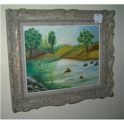 Artist signed oil on canvas panting in fancy frame