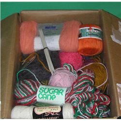 Large box of yarn and needles