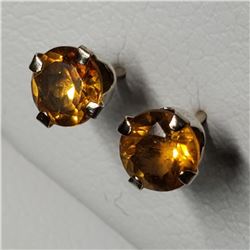 14K Yellow Gold Citrine(0.6ct) Earrings, Made in Canada