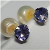 Image 2 : 10K Yellow Gold Tanzanite(0.54ct) Fw Pearl 2 In 1 Earrings, Made in Canada