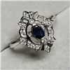 Image 1 : 14K White Gold Sapphire(0.33ct) + Diamond Antique Ring (~Size 7.5), Made in Canada, Appraised Retail