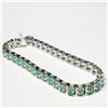 Image 2 : Silver 68 Emeralds(9.7ct) Bracelet (~length 7inchcm), Appraised Retail $2403 (Estimated Selling Pric