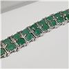 Image 3 : Silver 68 Emeralds(9.7ct) Bracelet (~length 7inchcm), Appraised Retail $2403 (Estimated Selling Pric