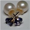 Image 2 : 10K Yellow Gold Tanzanite(0.56ct) Fw Pearl 2 In 1 Earrings, Made in Canada