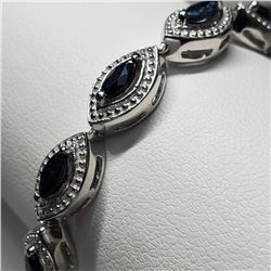 Silver Blue Sapphire(4.3ct) Bracelet (~length 7.5cm) (~weight 14.98g), Appraised Retail $1264 (Estim