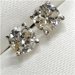 14K White Gold Diamond(0.52ct) Color H-I, Clarity Si-2 To I-1 Earrings, Made in Canada, Appraised Re