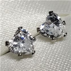 14K White Gold Cubic Zirconia 10Kt Back Earrings (4mmmm), Made in Canada