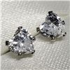 Image 1 : 14K White Gold Cubic Zirconia 10Kt Back Earrings (4mmmm), Made in Canada