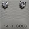 Image 2 : 14K White Gold Cubic Zirconia 10Kt Back Earrings (4mmmm), Made in Canada