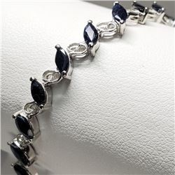 Silver Black Sapphire(6.8ct) Marquise Cut Earrings (~length 7cm) (~weight 8.95g) (Estimated Selling 