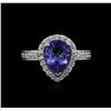 Image 2 : 1.48 ctw Tanzanite and Diamond Ring - 14KT White Gold