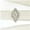 Image 8 : 18k White Gold Filigree 0.41 ctw European Cut Diamond Ring