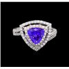 Image 2 : 14KT Two-Tone Gold 2.25 ctw Tanzanite and Diamond Ring