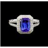 Image 2 : 14KT White Gold 1.76 ctw Tanzanite and Diamond Ring