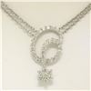 Image 2 : 18K White Gold 1.15 ctw F VS2 Diamond Cluster Star Double Cable Chain Necklace