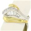 Image 2 : 18k Yellow Gold & Platinum Wavy 2.50 ctw F VS1 Baguette & Princess Diamond Ring