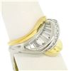 Image 3 : 18k Yellow Gold & Platinum Wavy 2.50 ctw F VS1 Baguette & Princess Diamond Ring