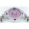 Image 3 : Rolex Ladies Stainless Steel Pink Stamp Diamond & Ruby Datejust Wristwatch