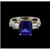 Image 2 : 3.71 ctw Tanzanite and Diamond Ring - 18KT White Gold