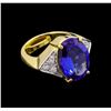 Image 1 : 9.52 ctw Tanzanite and Diamond Ring - 18KT Yellow Gold