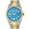 Image 1 : Rolex Mens 2 Tone 14K Blue Wave 36MM Datejust Wristwatch