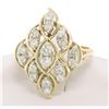 Image 1 : 14k Solid Gold Marquise Shaped Diamond Dinner Ring w/ Floating Diamond Settings