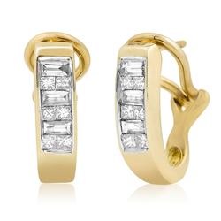 14k Yellow Gold 0.50CTW Diamond Earrings, (H-I)