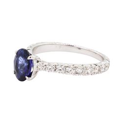 2.18 ctw Sapphire and Diamond Ring - 18KT White Gold