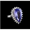 Image 1 : 11.11 ctw Tanzanite and Diamond Ring - 14KT White Gold