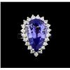 Image 2 : 11.11 ctw Tanzanite and Diamond Ring - 14KT White Gold