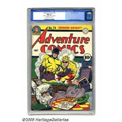 Adventure Comics #74 (DC, 1942) CGC NM 9.4 Off-white to	