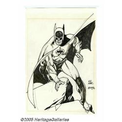 Gil Kane - Batman Sketch Original Art (1977). Gotham Ci