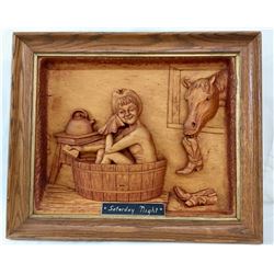 Carved Wood Relief - Saturday Night