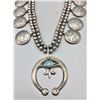 Image 1 : Coin Squash Blossom Necklace with Nice Turquoise