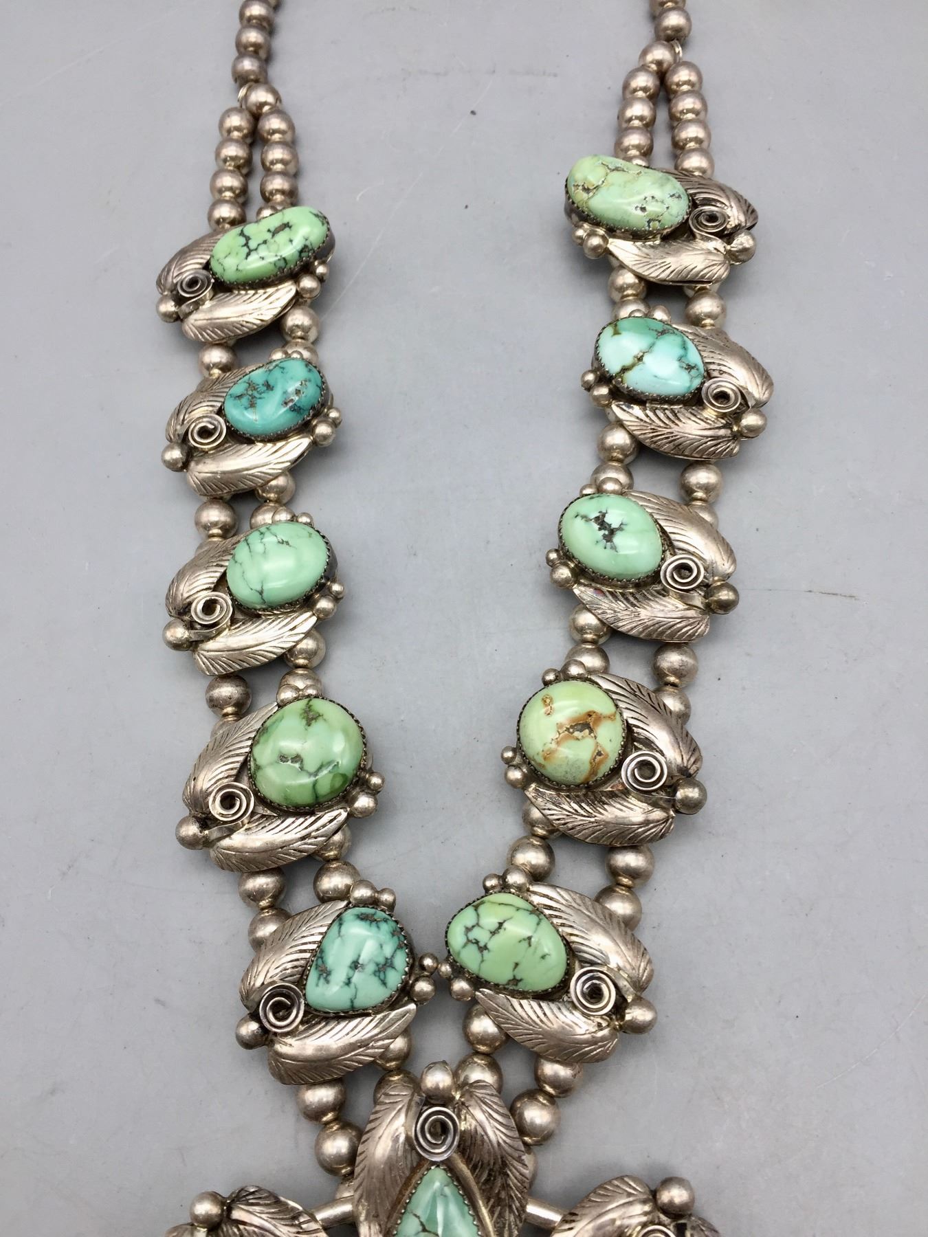 Vintage Sterling Silver Squash Blossom Necklace