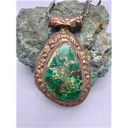 Antique Turquoise Pendant with Newer Chain