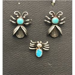Unique Bug Earrings and Pin Set
