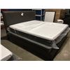 Image 1 : KING SIZE GREY LEATHER UPHOLSTERED WITH METAL ACCENTS BEDFRAME (HEADBOARD, FOOTBOARD & RAILS)