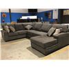 Image 1 : 3 PCE GREY UPHOLSTERED SECTIONAL SOFA WITH 5 THROW CUSHIONS
