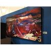 Image 1 : LARGE ABSTRACT OIL ON CANVAS TRANSFER PRINT - 72" X 36"