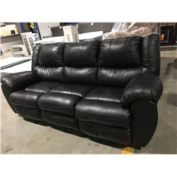 BLACK LEATHER UPHOLSTERED RECLINING SOFA