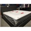 Image 1 : KINGSIZE GREY LEATHER UPHOLSTERED WITH METAL ACCENTS BED FRAME (HEADBOARD, FOOTBOARD & RAILS)