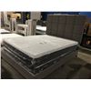 Image 1 : QUEEN SIZE GREY UPHOLSTERED BED FRAME (HEADBOARD, FOOTBOARD & RAILS)