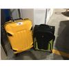 Image 1 : YELLOW HARDSHELL TRAVELERS SUITCASE & SWISSGEAR BLACK & GREEN CARRY-ON