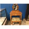Image 1 : OAK FINISH SMALL MAKEUP TABLE WITH STOOL