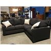 Image 1 : 2 PCE CHARCOAL GREY UPHOLSTERED SECTIONAL SOFA WITH 3 THROW CUSHIONS