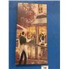 Image 1 : FRAMED OIL ON CANVAS TRANSFER PRINT "5TH AVE CAFE" APROX 17.75" X 35.5"