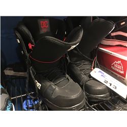 PAIR - DG BLACK & RED SNOWBOARD BOOTS  - MENS SIZE 9