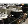Image 1 : 3 LARGE WICKER BASKETS OF ASSTD WHITE CERAMIC DINNERWARE - PLATES/SAUCERS/BOWLS ETC.